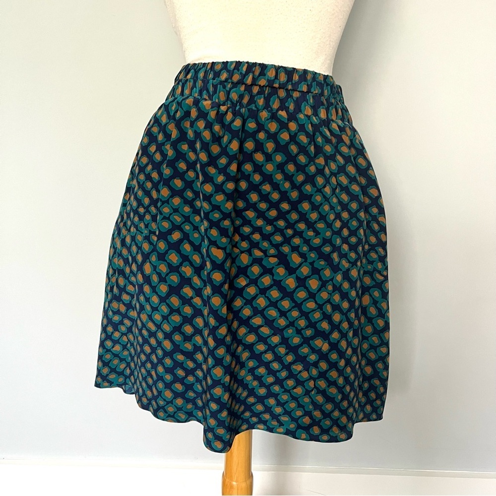 Derek Lam 10 Crosby Navy Blue Teal Polka Dot Pull On Mini Skirt Size S